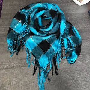 2/$10 Blue & Black Plaid Scarf